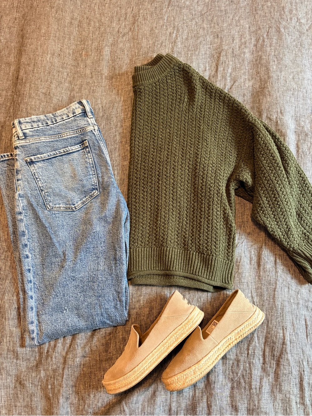 Olive Green Knit Crewneck Sweater